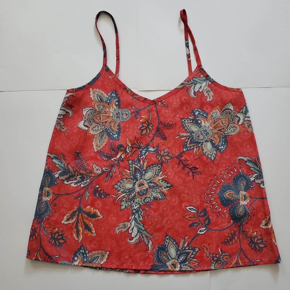 Hollister Camisole in flowy Red floral material. Women's size XS.